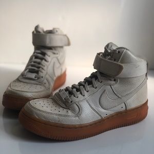 Grey/ off white Air Force One High Top  Gum Sole